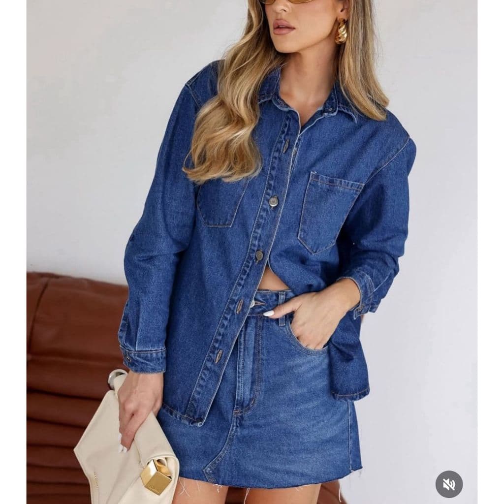 Jaqueta Blusão Jeans Feminina