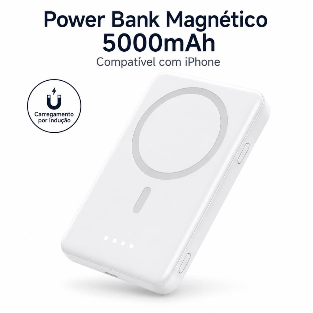 Carregador Portátil Celular Magsafe Por Indução Sem Fio Compatível Com Iphone