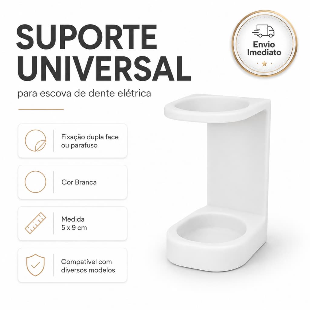 Suporte Para Escova De Dente Eletrica Universal Parede Adesivo Organizador Banheiro Envio Imediato