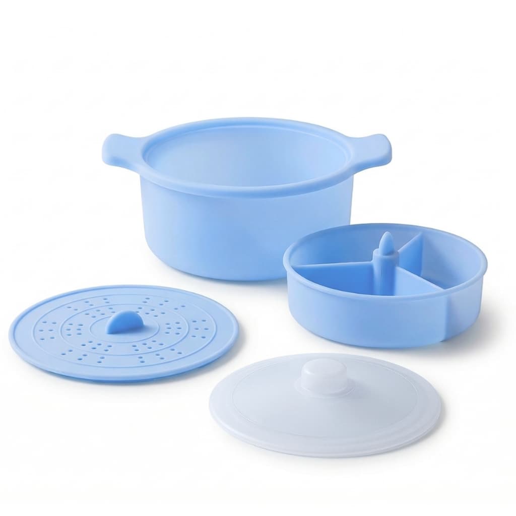 Panela De Microondas Air Fryer Com Tampa 4 Peças Silicone Armazenamento De Alimentos Cozzilar