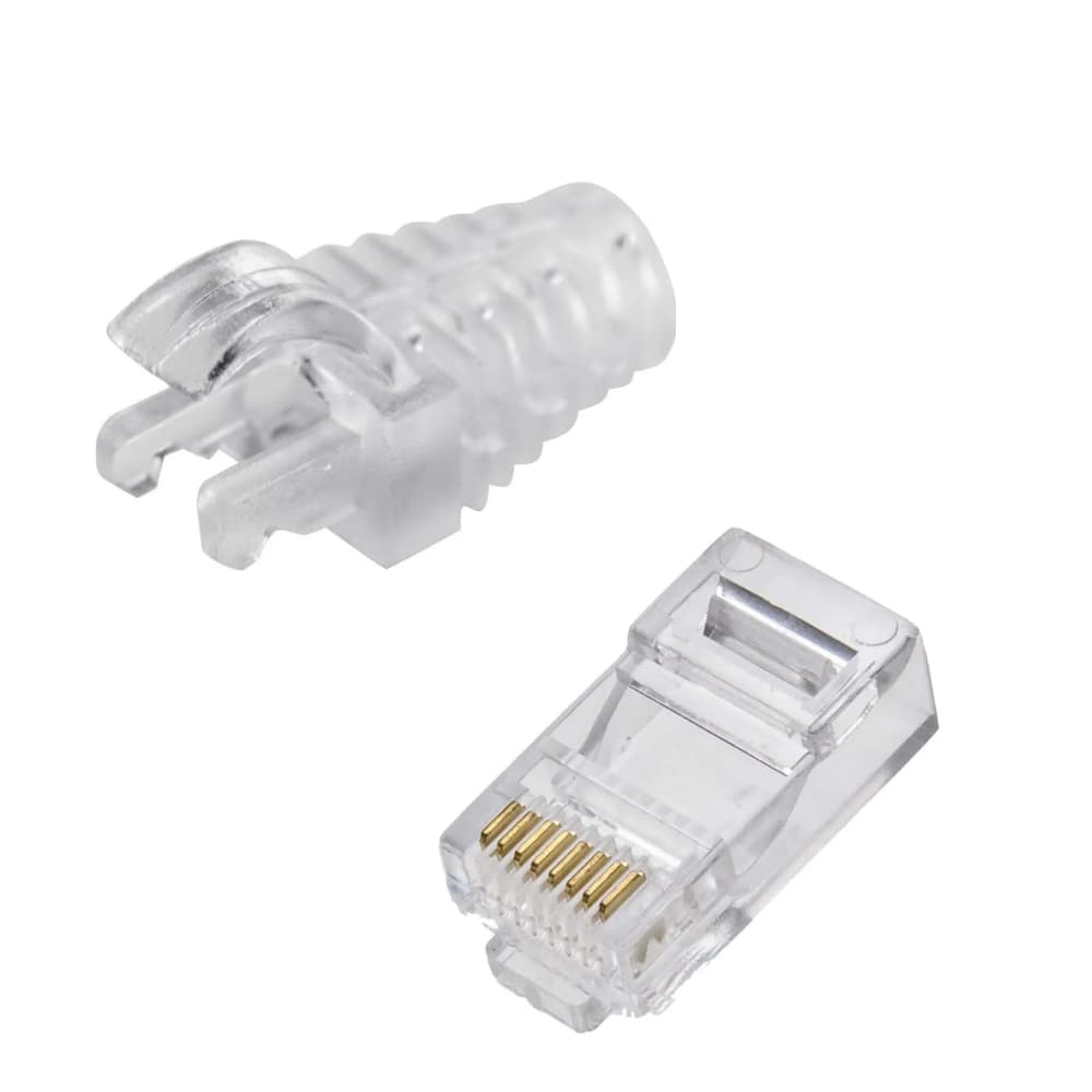 Kit 10 Conector Rj45 Cat5e + 10 Capas Transparente P/ Cabo Rede Giga CAT5 e CAT5E