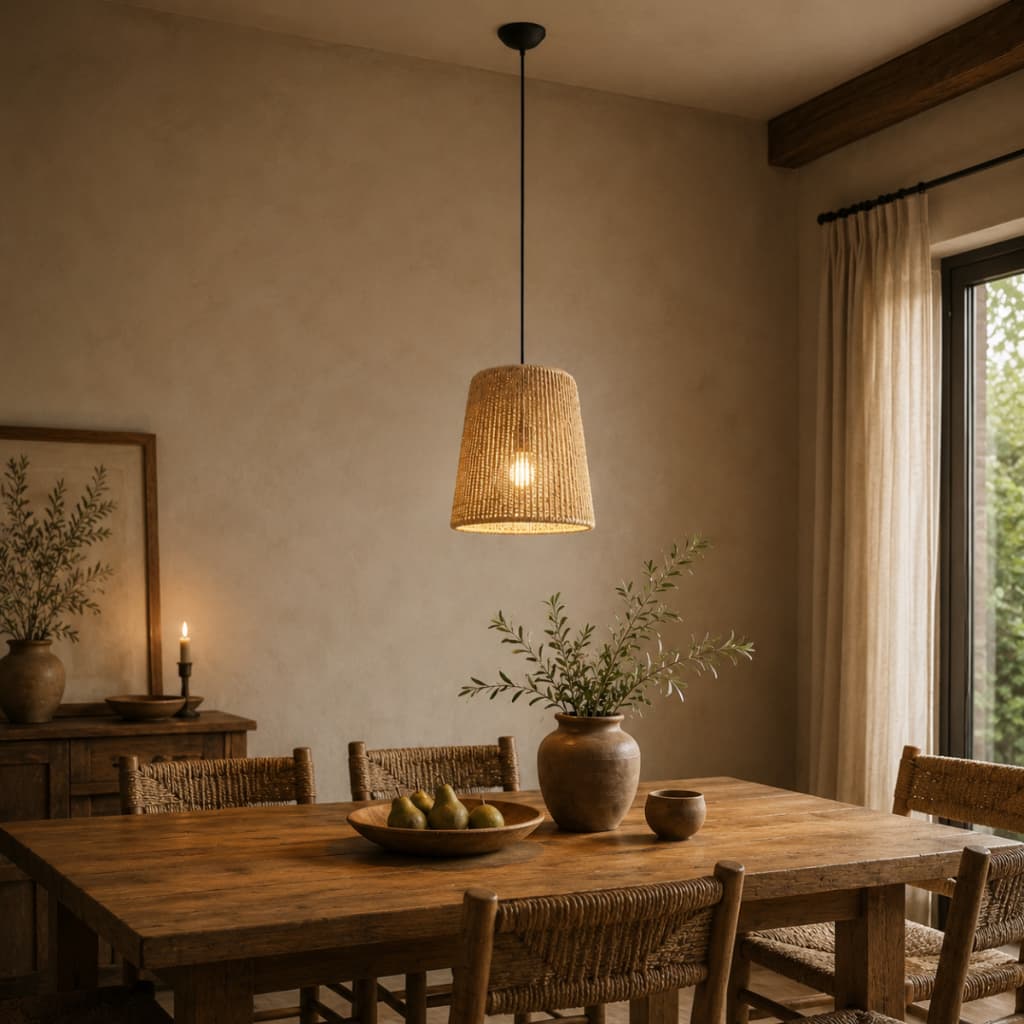 Luminária Pendente Sisal Teto Decoração Lâmpada Lustre Retrô Rústico Luz Corda Lustre Mesa Cúpula