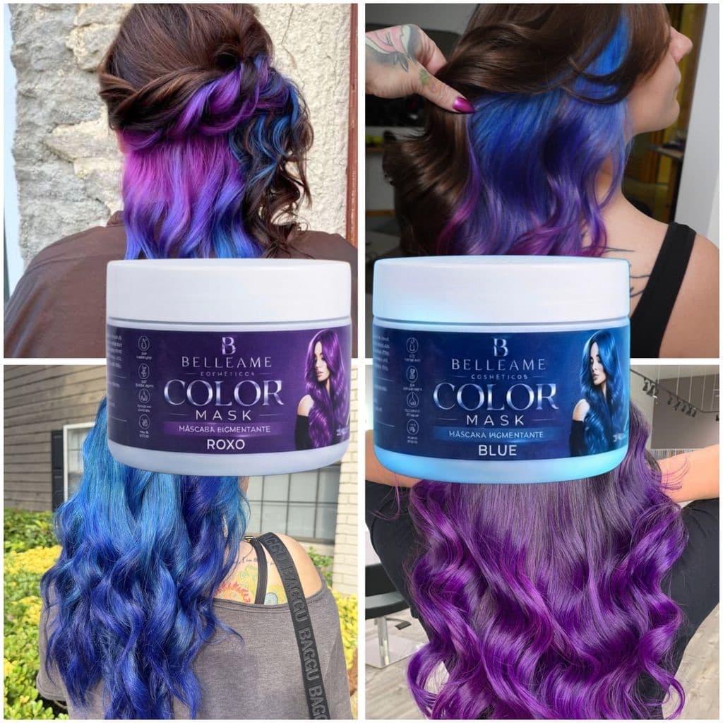 Mascaras Matizadoras Sem Amônia efeito 100% Natural Combo Roxo e Blue