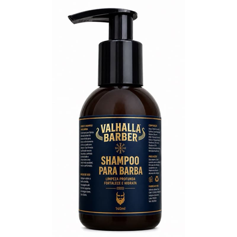 SHAMPOO BARBA VALHALLA BARBER 140ML – FRAGRÂNCIA CÍTRICA SUAVE