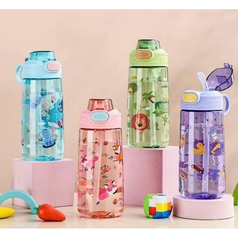 Linda Garrafa infantil de água 500ml plástica crianças escolas parque cores diversas