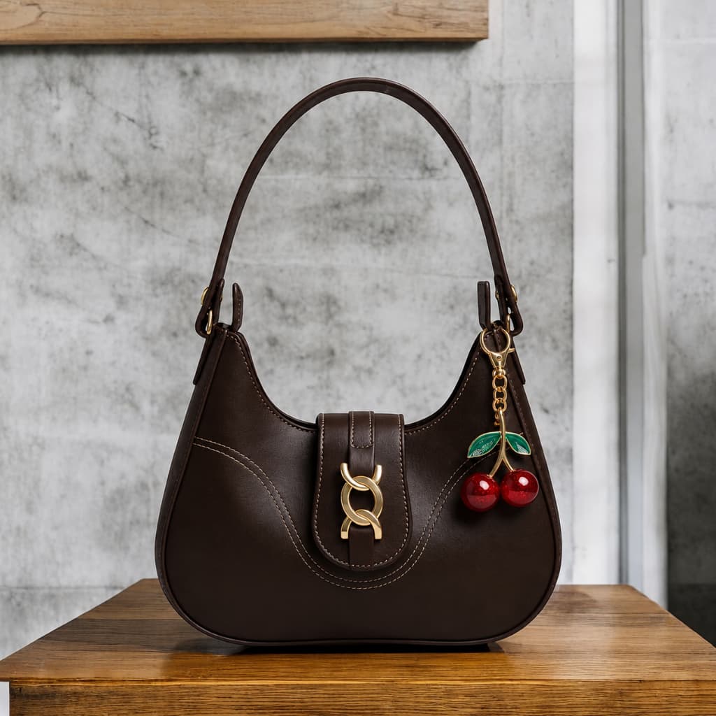 Bolsa Charm Casual de Ombro + Chaveiro Cereja Estiloso SK 01