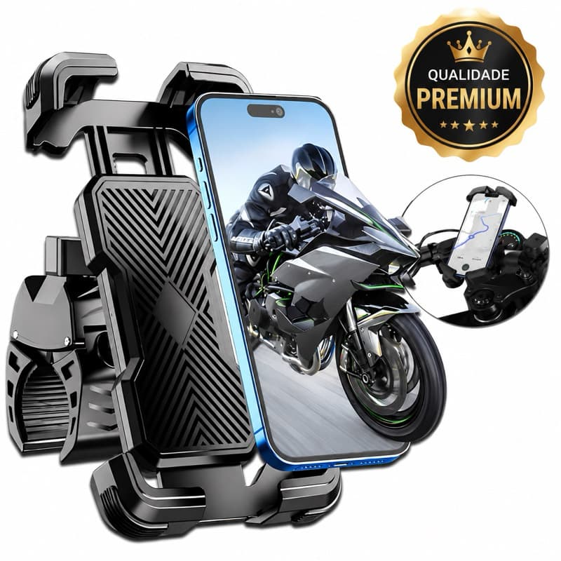 Suporte Celular Moto Bike Universal Guidão Trava Automática Rotação 360°