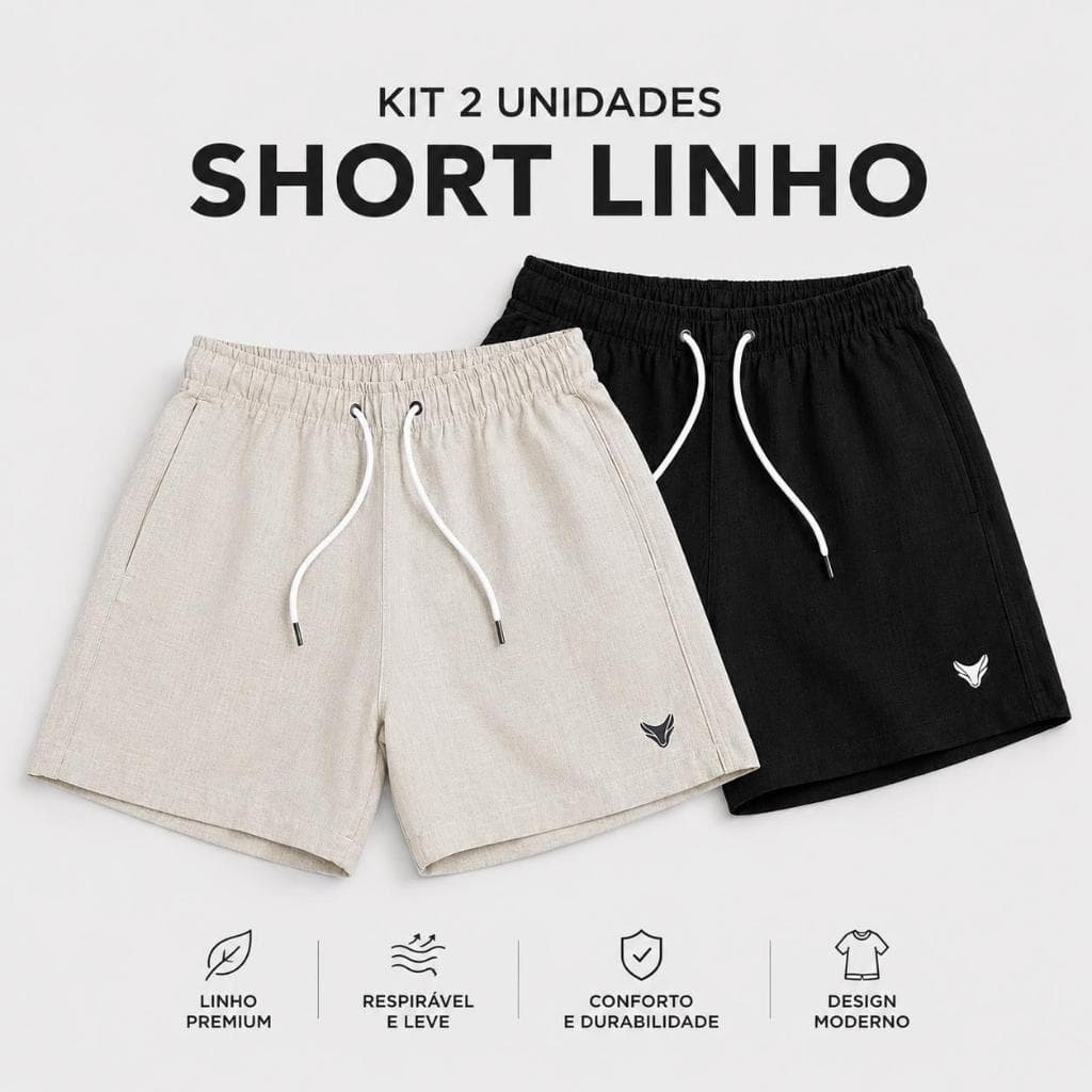 Kit 2 short Linho Masculino Premium