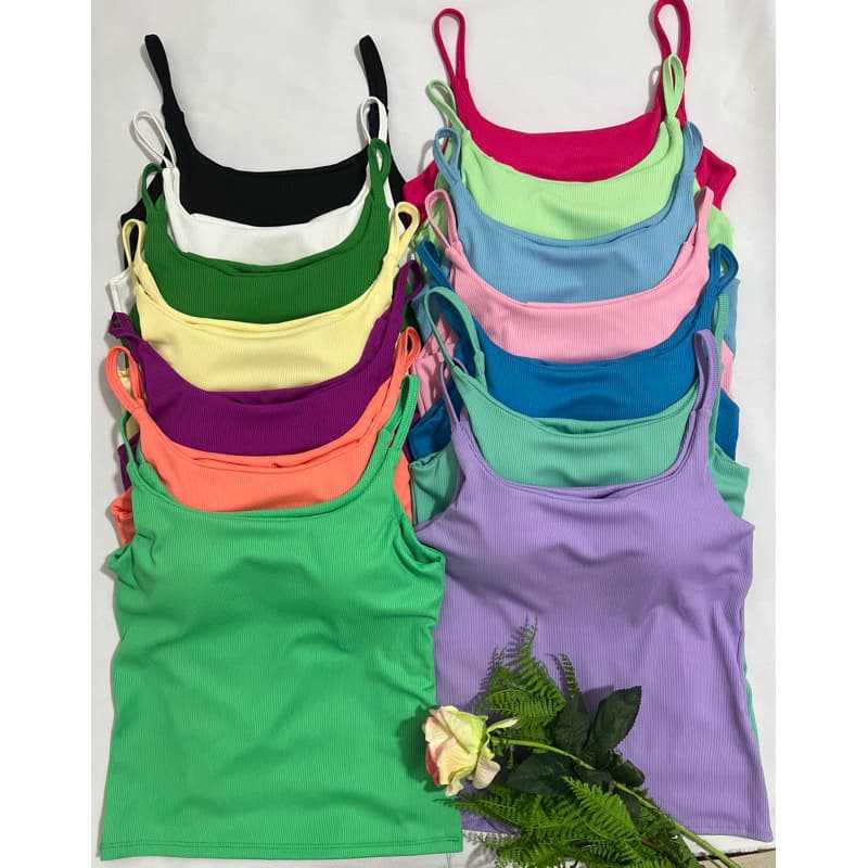 kit 3 regata feminina alcinha fina com bojo material ribana canelado