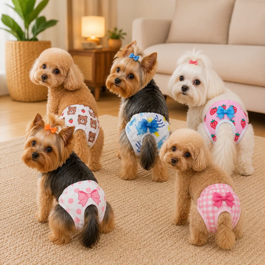 Calcinha Higiênica Raças Pequenas Roupa Pet Cães E Gatos Confortável Lavável Reutilizável Fofo