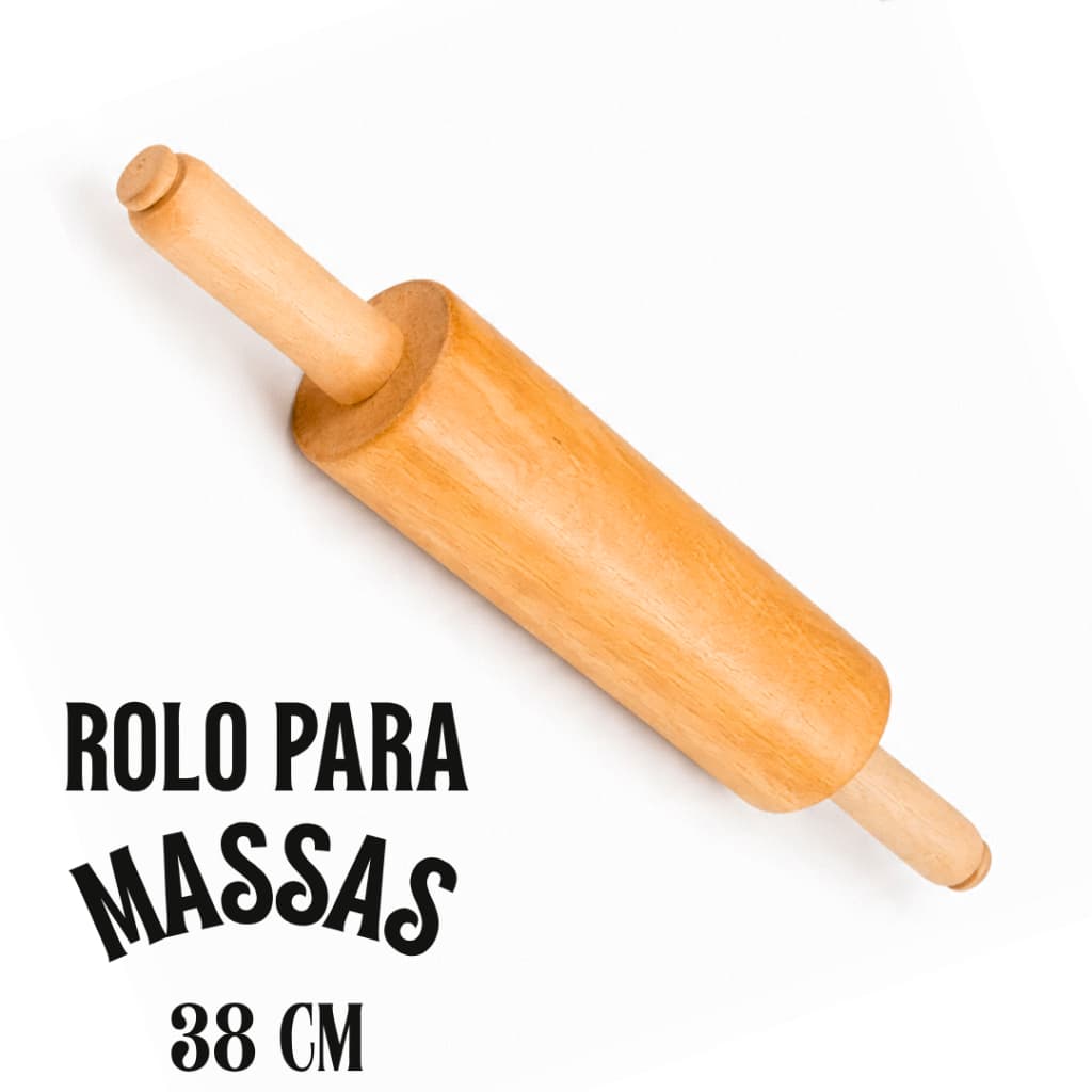 Rolo De Massa Para Confeitaria Em Madeira Maciça 38cm Profissional Para Pães Pizzas E Massas