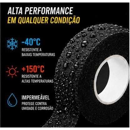 Fita Isolante TECIDO 19mm x 15 METROS AUTOMOTIVA CHICOTE SOM ANTICHAMA FIOS CABOS ALTAS TEMPERATURAS