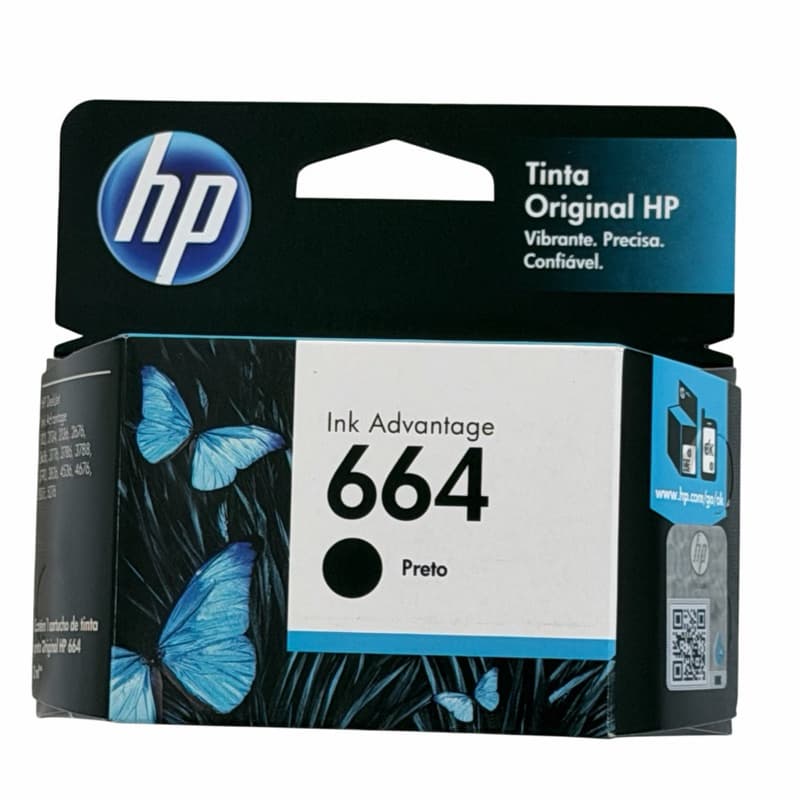 Cartucho de tinta HP 664 Preto Advantage 2ml - Original - Impressora HO Deskjet 1110 / 1115 / 2130 / 2135 / 3630 / 4520