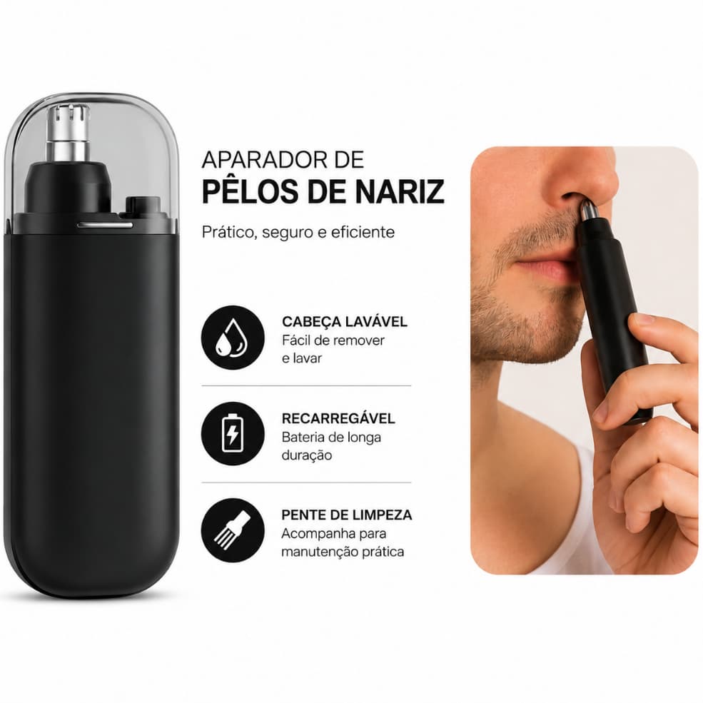 Aparador Pelos de Nariz Orelha e Rosto Recarregável