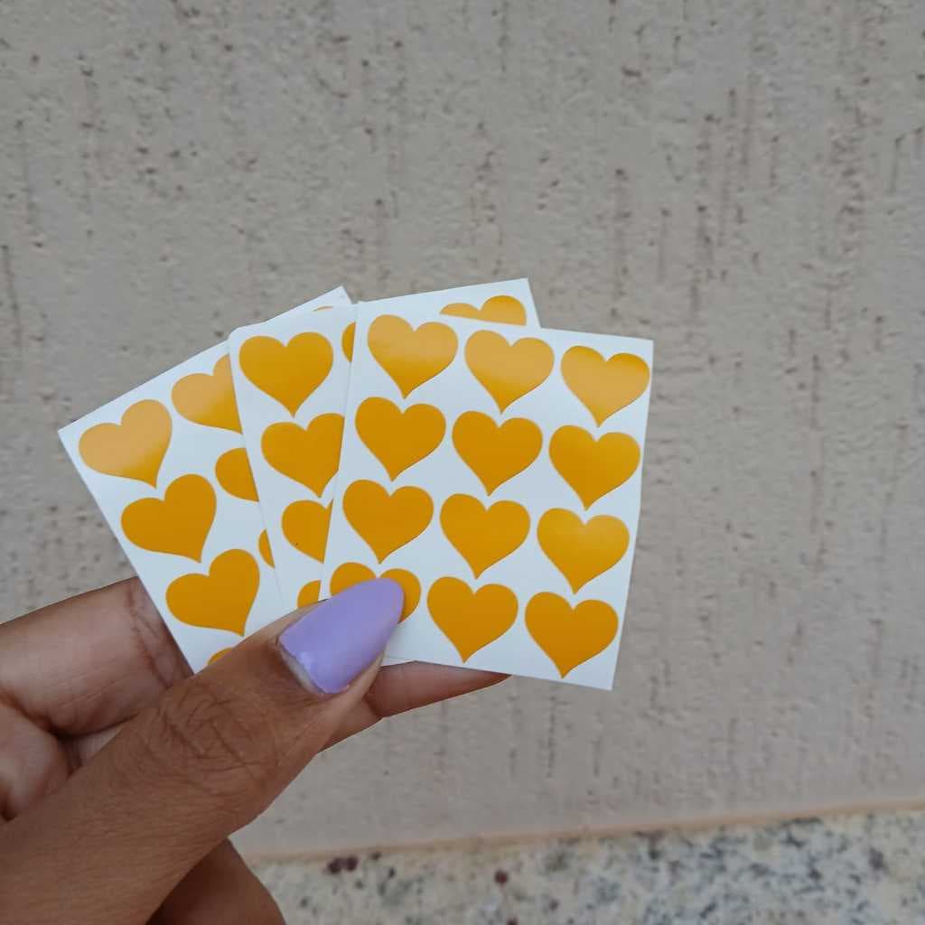 Kit Adesivo Coração AMARELO em Vinil