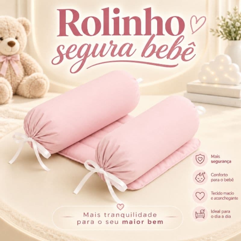 Rolinho Segura Bebê Base Acolchoada Refil Removível Macio e Confortável várias cores menino e menina