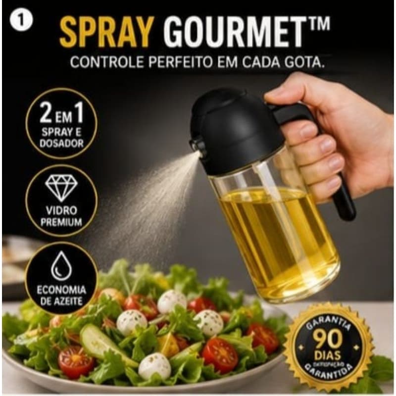 Borrifador de Azeite Spray Gourmet 470ml 2 em 1 Vidro Dosador Óleo Vinagre Tempero Cozinha