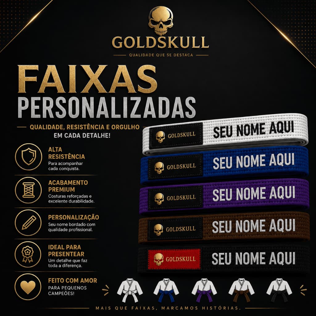 Faixa Jiu Jitsu Personalizada | Adulto | Bordado Exclusivo