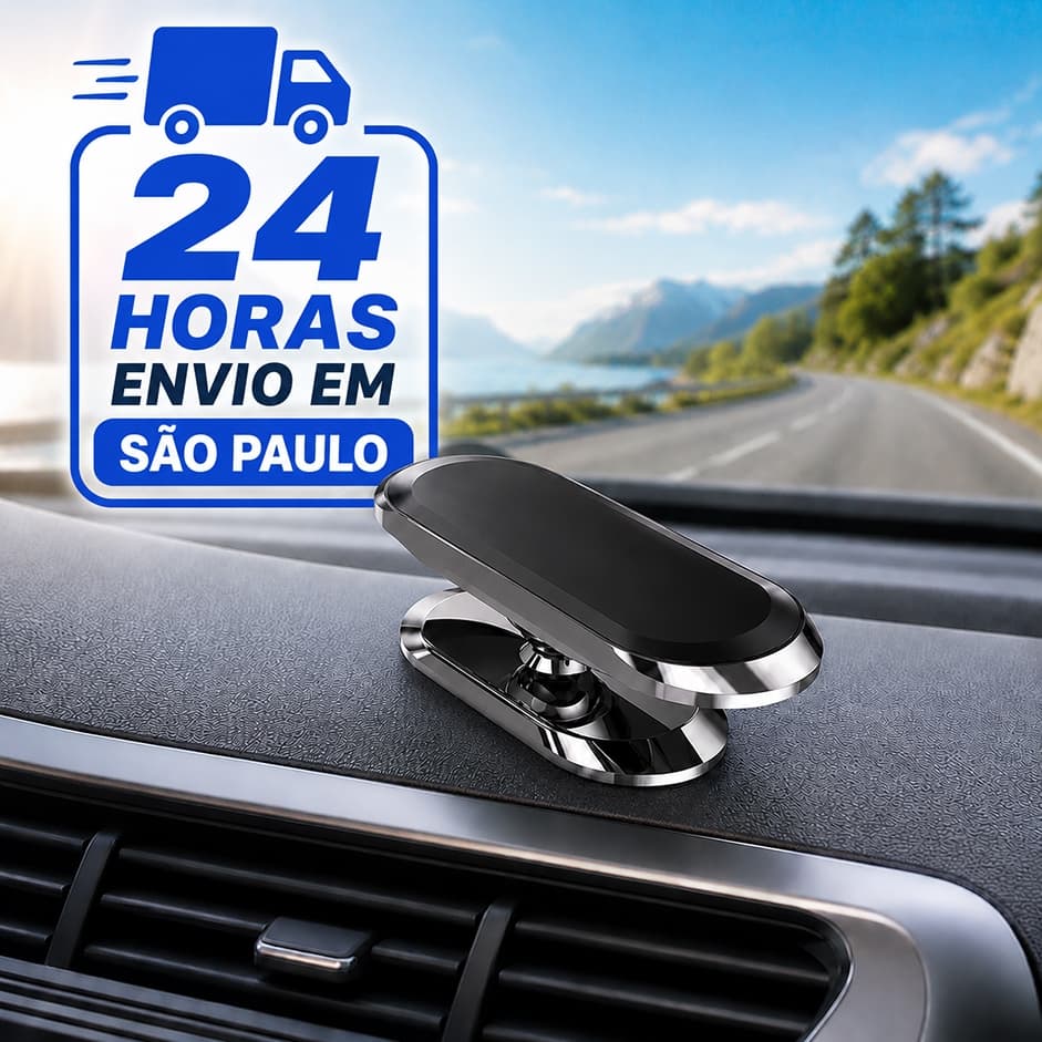 Suporte Magnético Para Celular Carro Com Rotação 360°