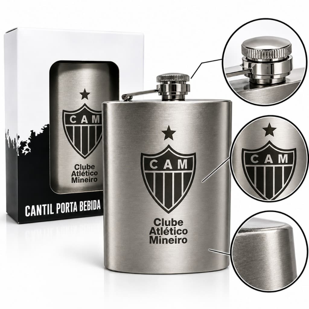 Cantil De Bolso Atlético Mg Porta Bebida 220ml Oficial Galo