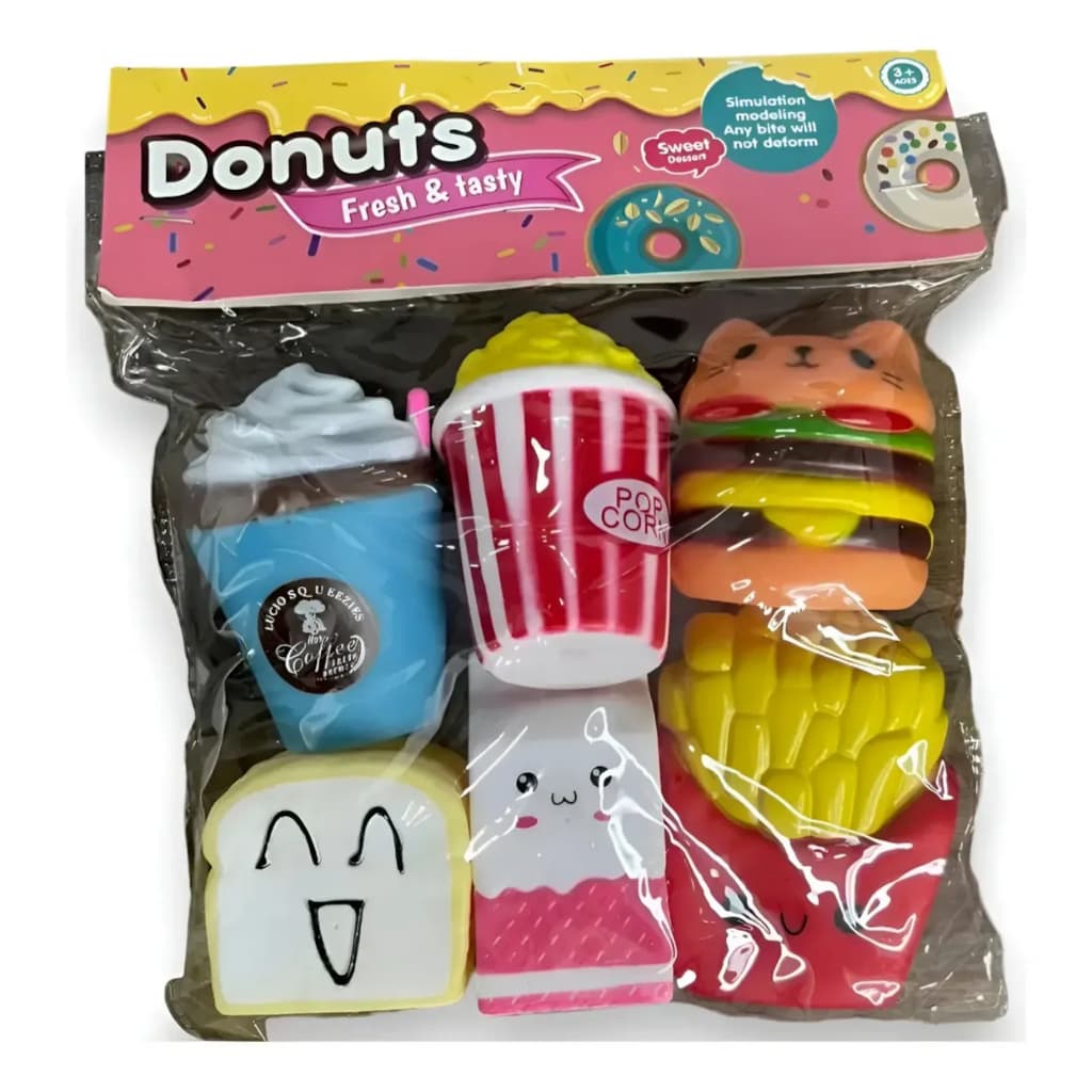 Kit De Alimentos De Borracha Para Banheira Com 6 Peças