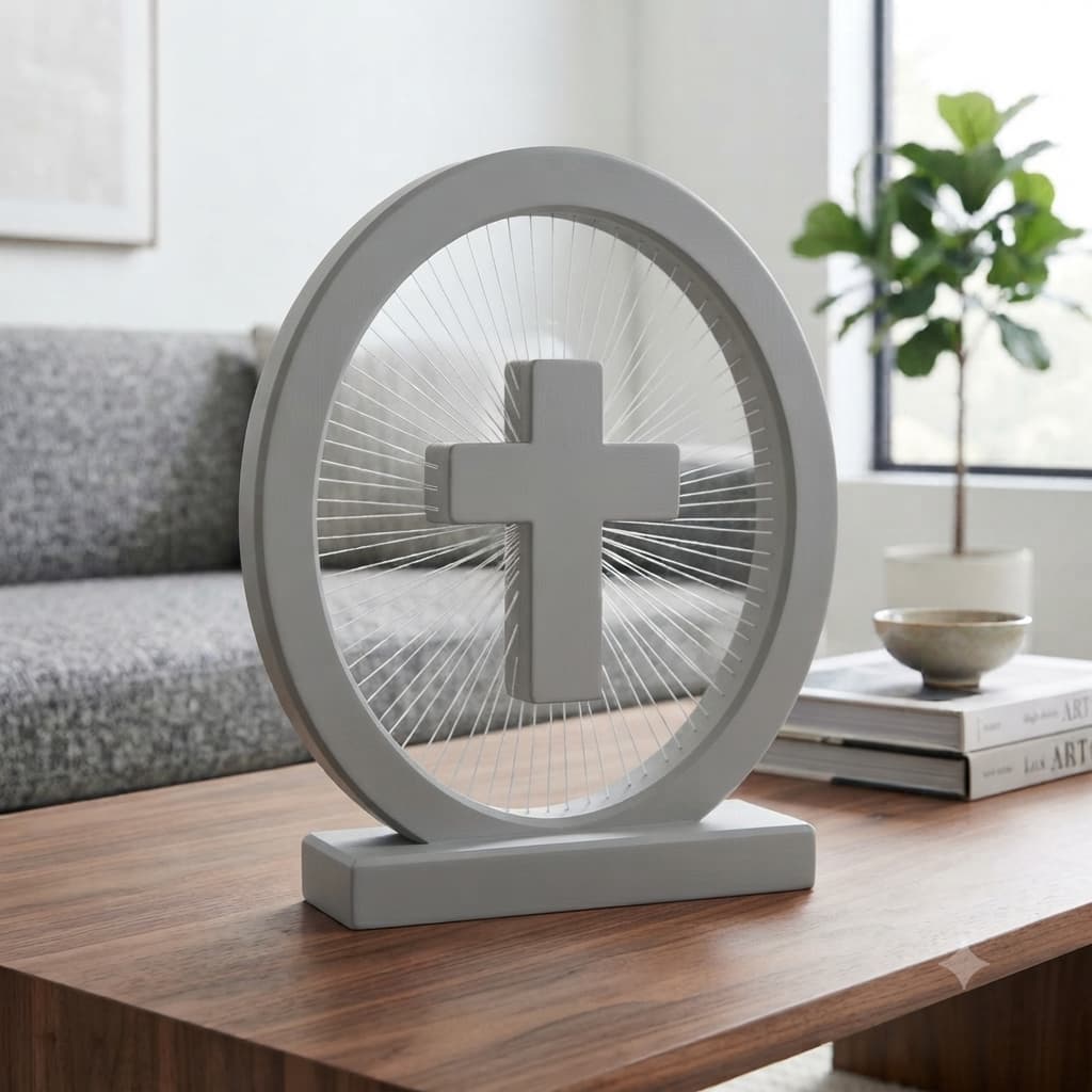 Cruz Suspensa Decorativa com Efeito de Fio para Parede Decoração Religiosa Moderna