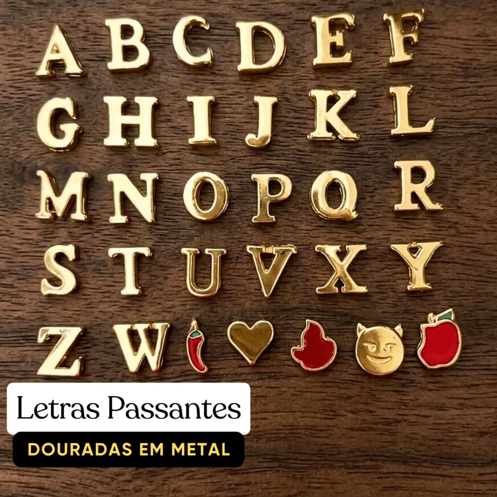 Letras Personalização Calcinha de Metal Dourada Letra Passante Com Furo Entremeios Calcinha Com Nome