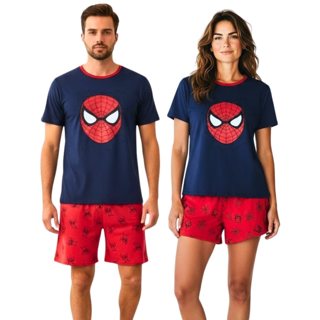Kit 2 Pijama Casal Feminino e Masculino Blusa e Short Verão
