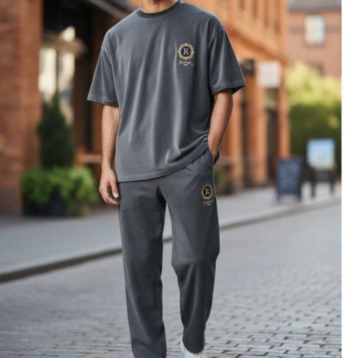 Conjunto Veludo Masculina Camiseta e Calca De Verao Top Marca