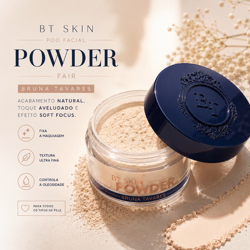 Pó Facial Solto Bruna Tavares BT 15g com Acabamento  Aveludado