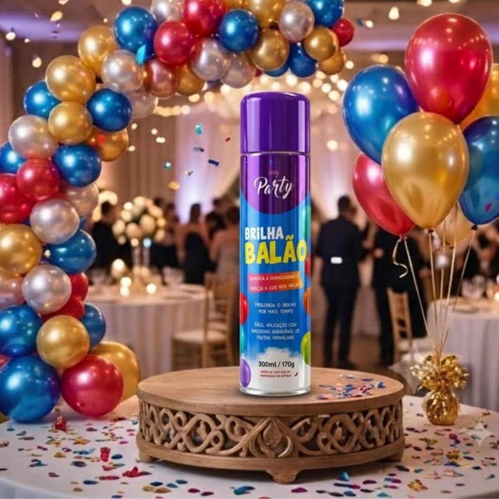 Spray Brilha Balão Bexigas P/ Decoração Festa Aniversário Casamento 300ml