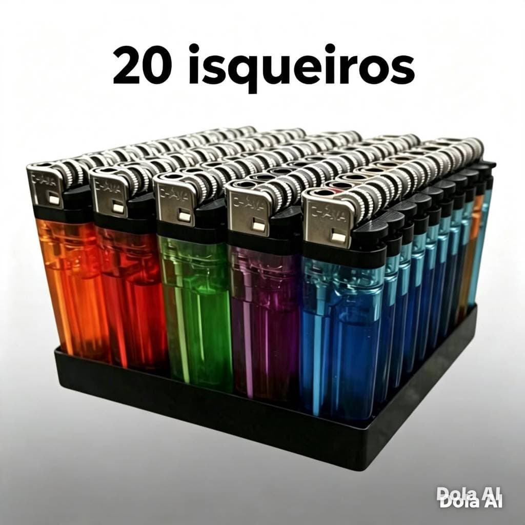 Kit 20  Isqueiros Simples Coloridos Para Comércio, Fogão,Churrasco, Bares e Restaurante Sem Gás