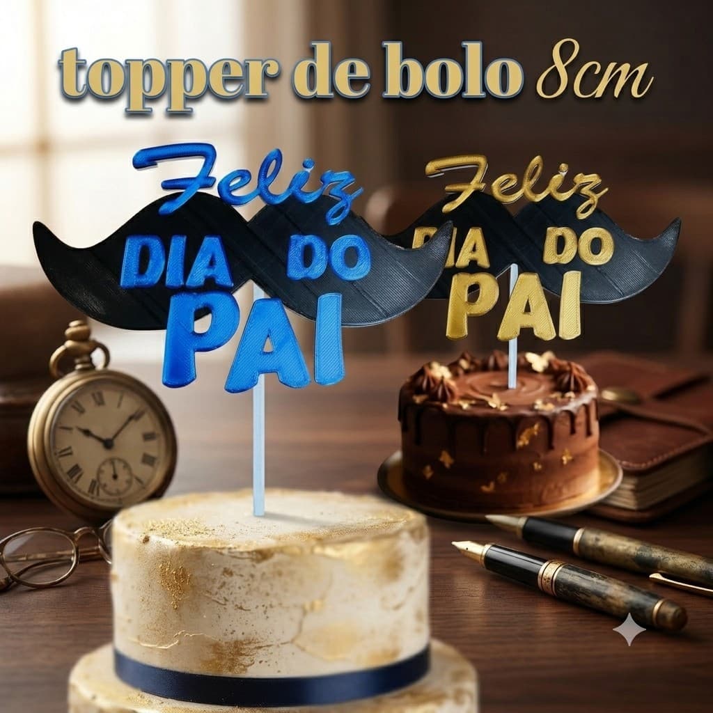 Topo de Bolo Dia dos Pais Feliz Dia Pai topper Decorativo comemoraçao presente especial