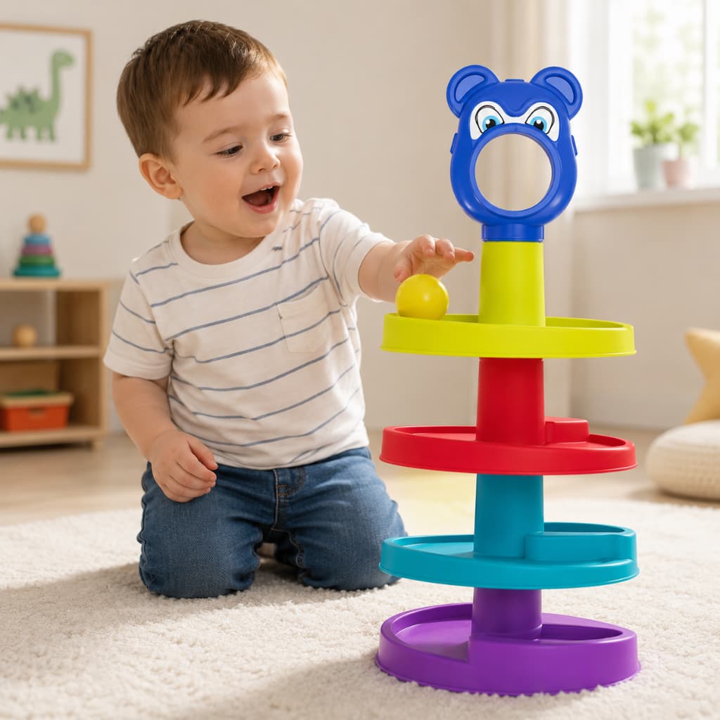 Brinquedo Interativo Educativo Torre Escorrega Bola Desenvolvimento Infantil