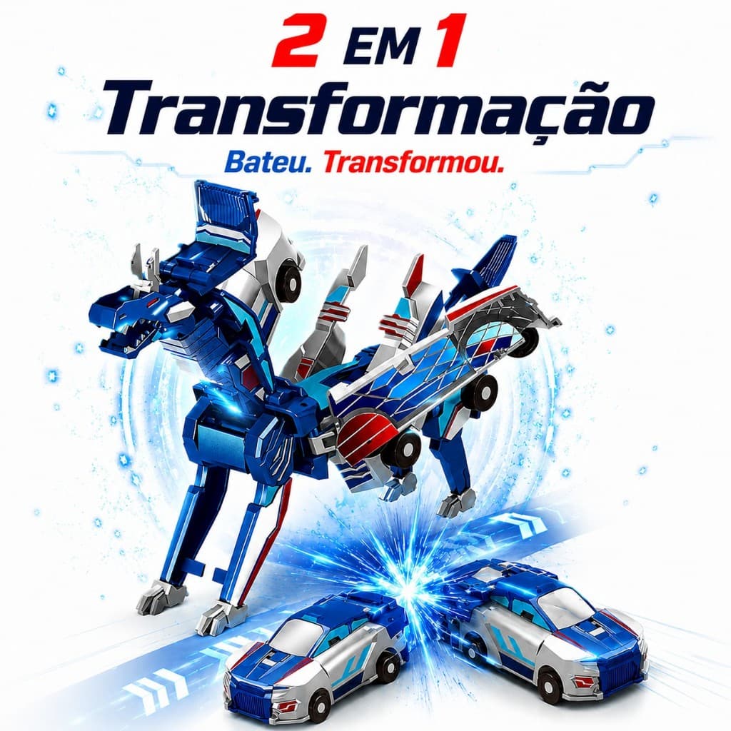 Carrinho Transformável Robô 2 em 1 Colisão Magnética Automática Sem Bateria Brinquedo Infantil