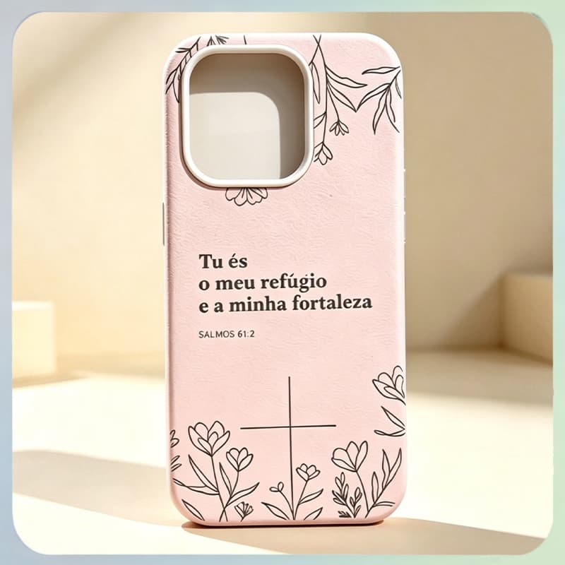Salmos 91:2 "Tu és o meu refúgio" Capa Capinha Para iPhone 14 16 15 Plus 13 12 11 17 Air Pro Max Toque Premium de Couro