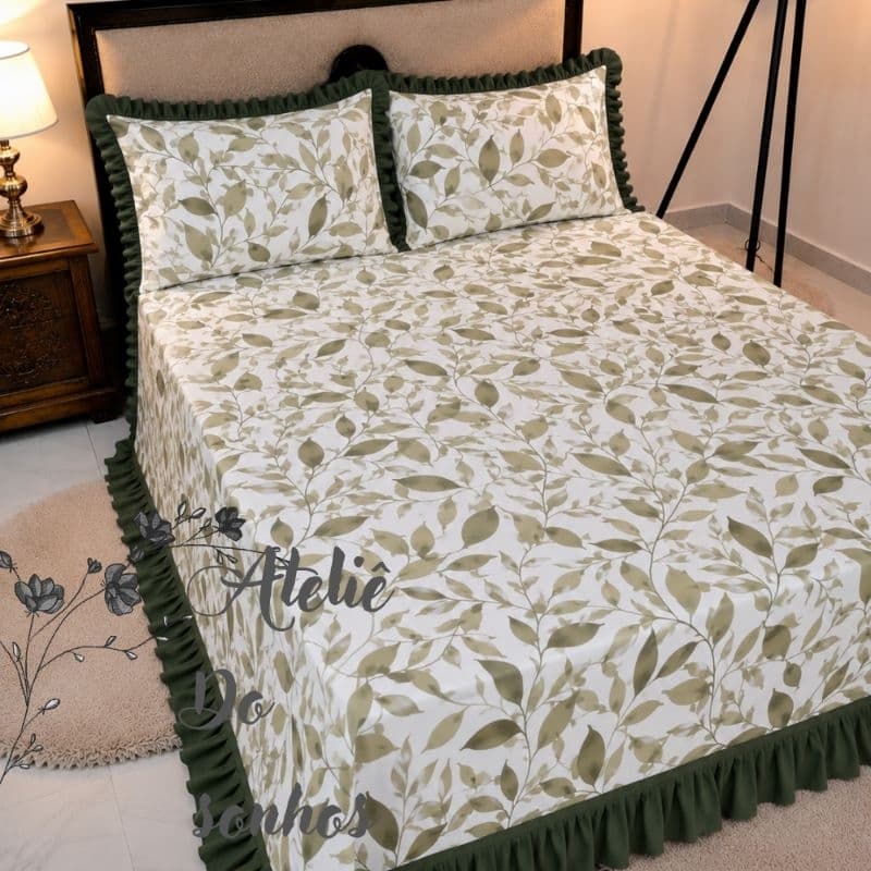 KIT LENÇOL DE CIMA  Luma COM BABADO CASAL PADRÃO  ENXOVAL DECORAÇÃO PARA QUARTO LINDO LUXO LENÇOL  SEM ELÁSTICO