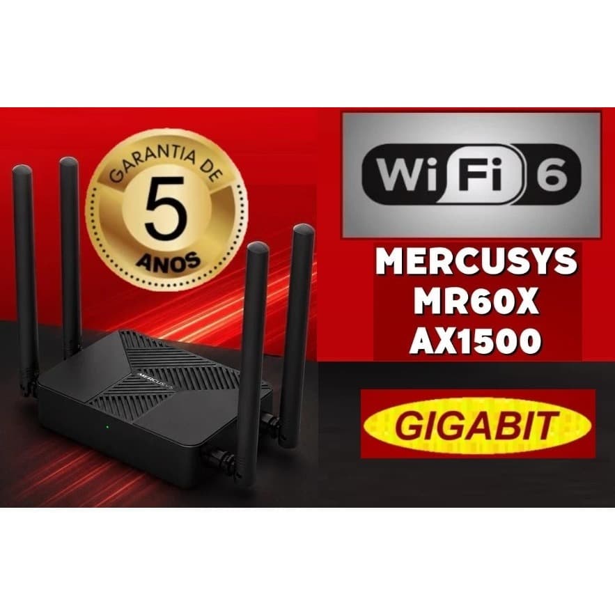 Roteador WiFi 6 Mercusys MR60X AX1500 Mesh Access Point 2,4/5GHz Portas Gigabit igual ax12 e ex141