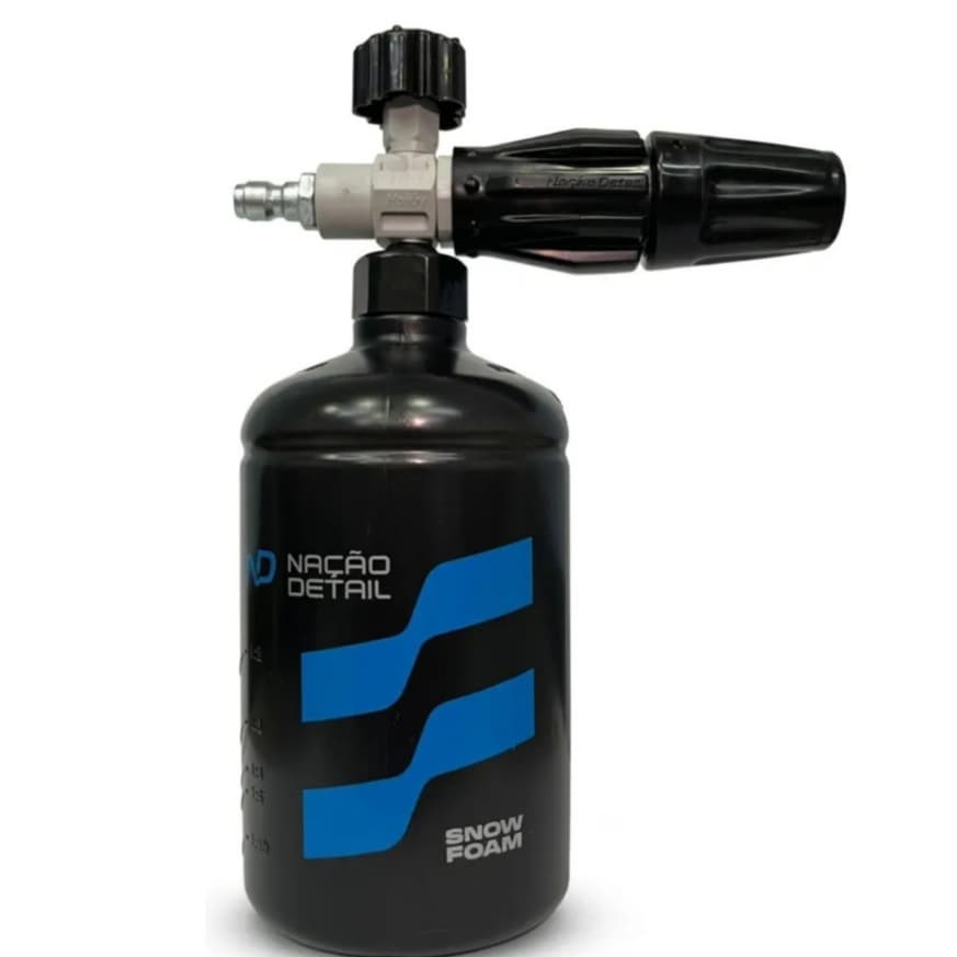 Canhão de Espuma Snow Foam Nação Detail Hobby Black Edition 1L Compatível Todas Lavadoras Bico 1.1mm 1.2mm 1.4mm