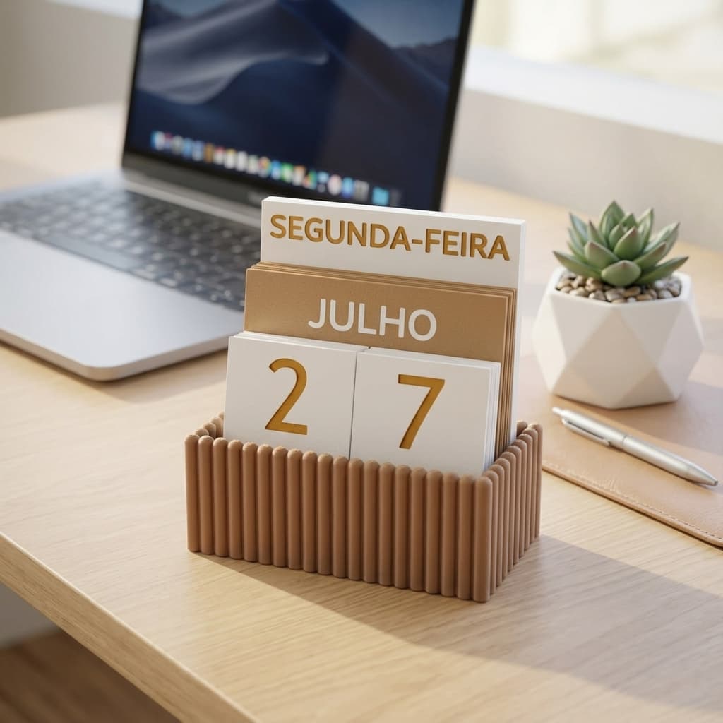 Calendário de Mesa Decorativo Perpétuo Minimalista Permanente Escritório