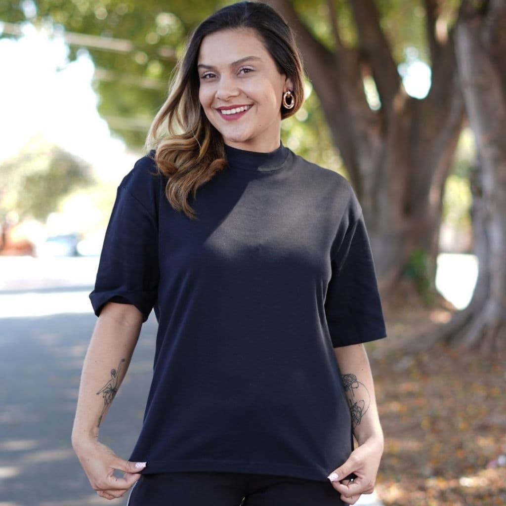 Camiseta Feminina Oversized Algodão Premium Malhão Americano