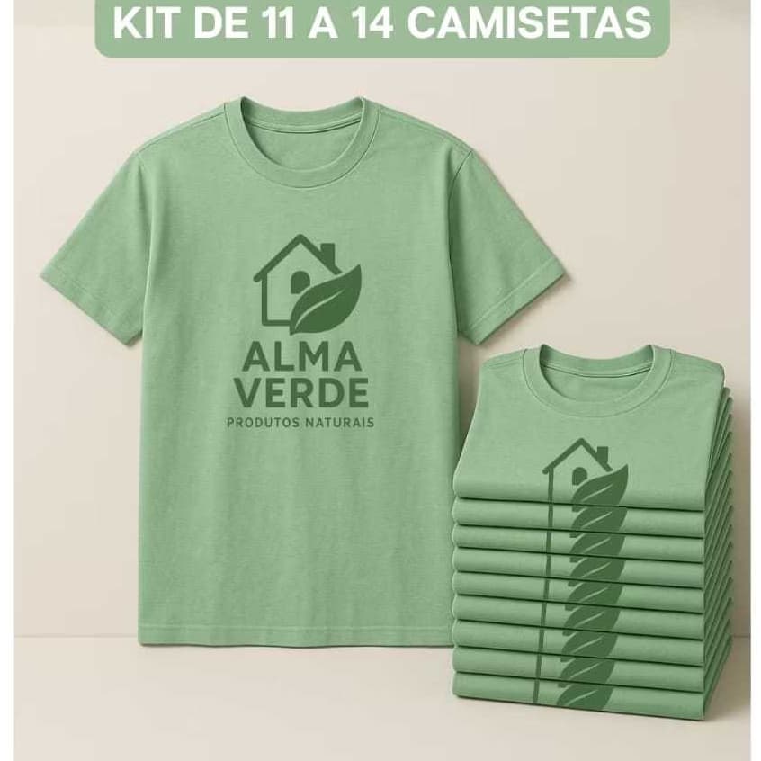 Kit 11 a 14 Camisetas Personalizadas Estampadas •  Uniforme profissional • Baby Look ou Tradicional • PP ao G3