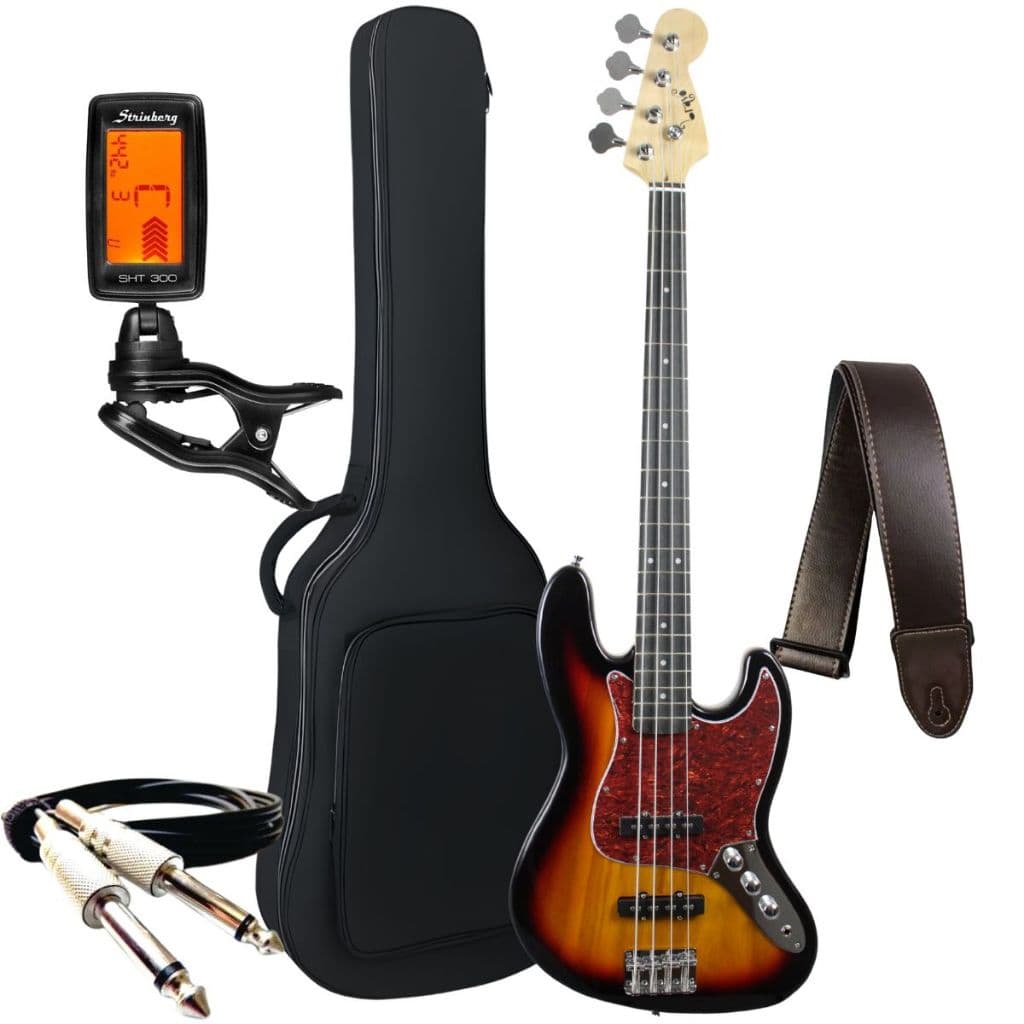 Kit Contra Baixo Bravo 4 Cordas Bb100 Passivo Jazz Bass + Acessórios