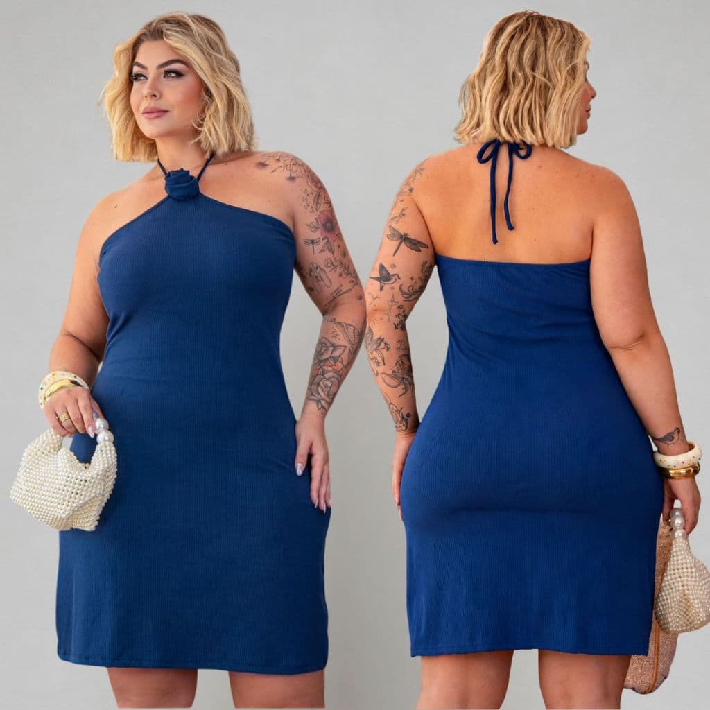 Vestido Plus Size Canelado Moda Blogueira Feminino Elegante Confortável Soltinho Leve Lindo Dia a Dia Verão
