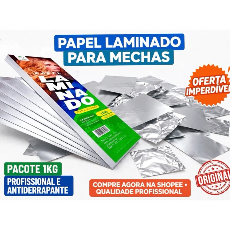 Papel laminado para mechas, luzes 11x50 120g expessura grossa 125 folhas SOS Beleza Brasileira