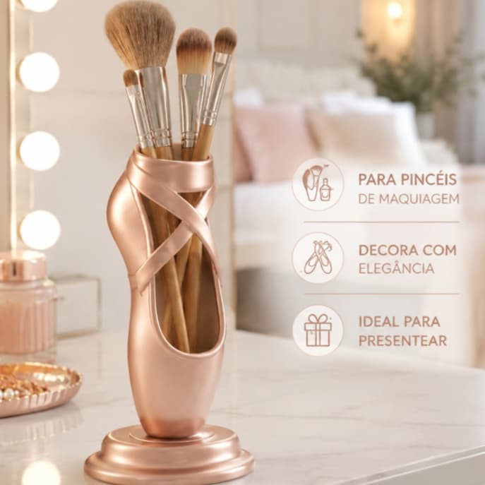 Organizador de Maquiagem Porta Pincéis Sapatilha Bailarina Decorativa Porta Pincel de Maquiagem Decoração Penteadeira