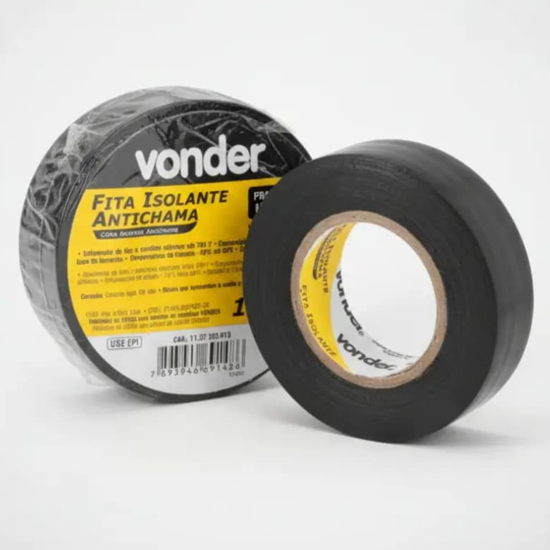 Fita Isolante Antichama 20m X 19mm Preta Vonder