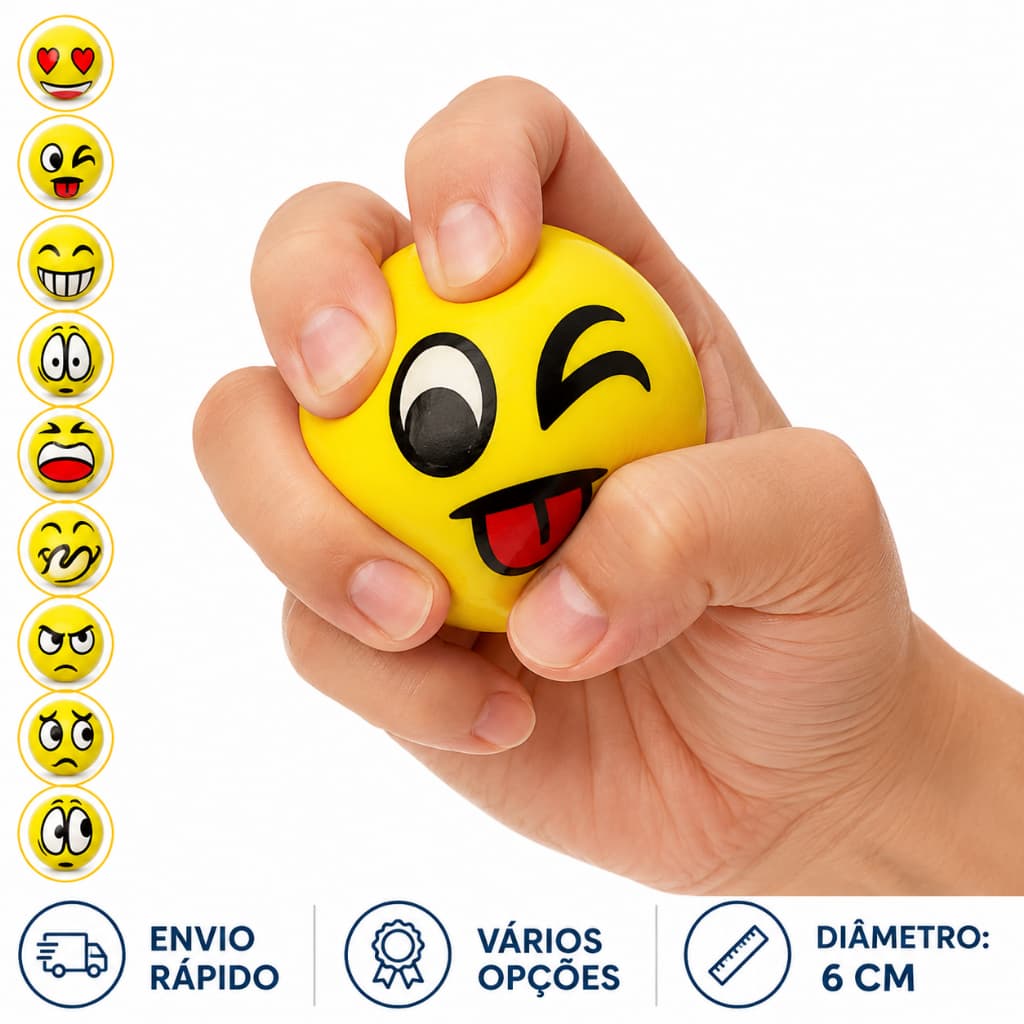 Bolas Exercitadora Anti Stress - Bolinha De Mão Fisioterapia - Carinhas DIVERTIDAS - 6cm de DIAMETRO