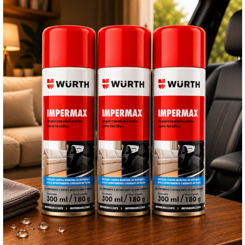 kit 3 Impermeabilizante de Tecidos 300ml - Tênis, Sofá e Artesanato Impermax Wurth