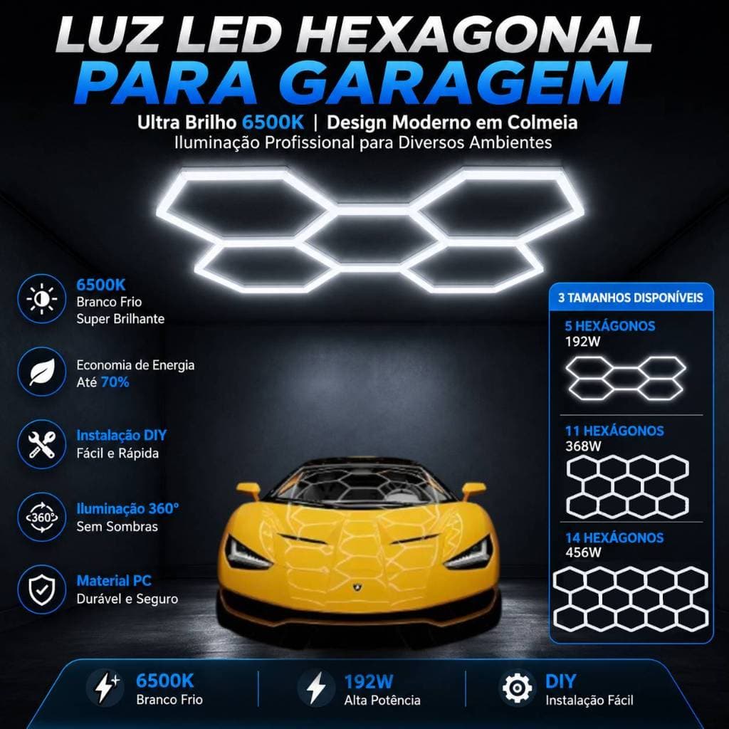 Luminária Colméia Hexagonal 110v/220v Led 5 Células Branco 6500K